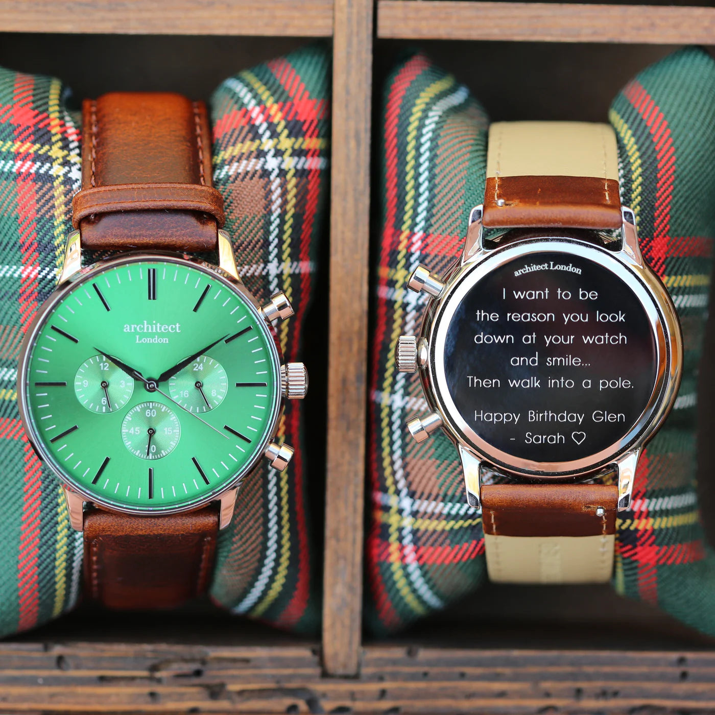 Men's Envy Green Motivator with Walnut Strap - Contactless Payment