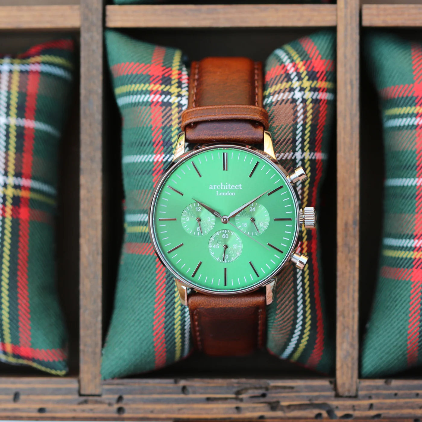 Men's Envy Green Motivator with Walnut Strap - Contactless Payment