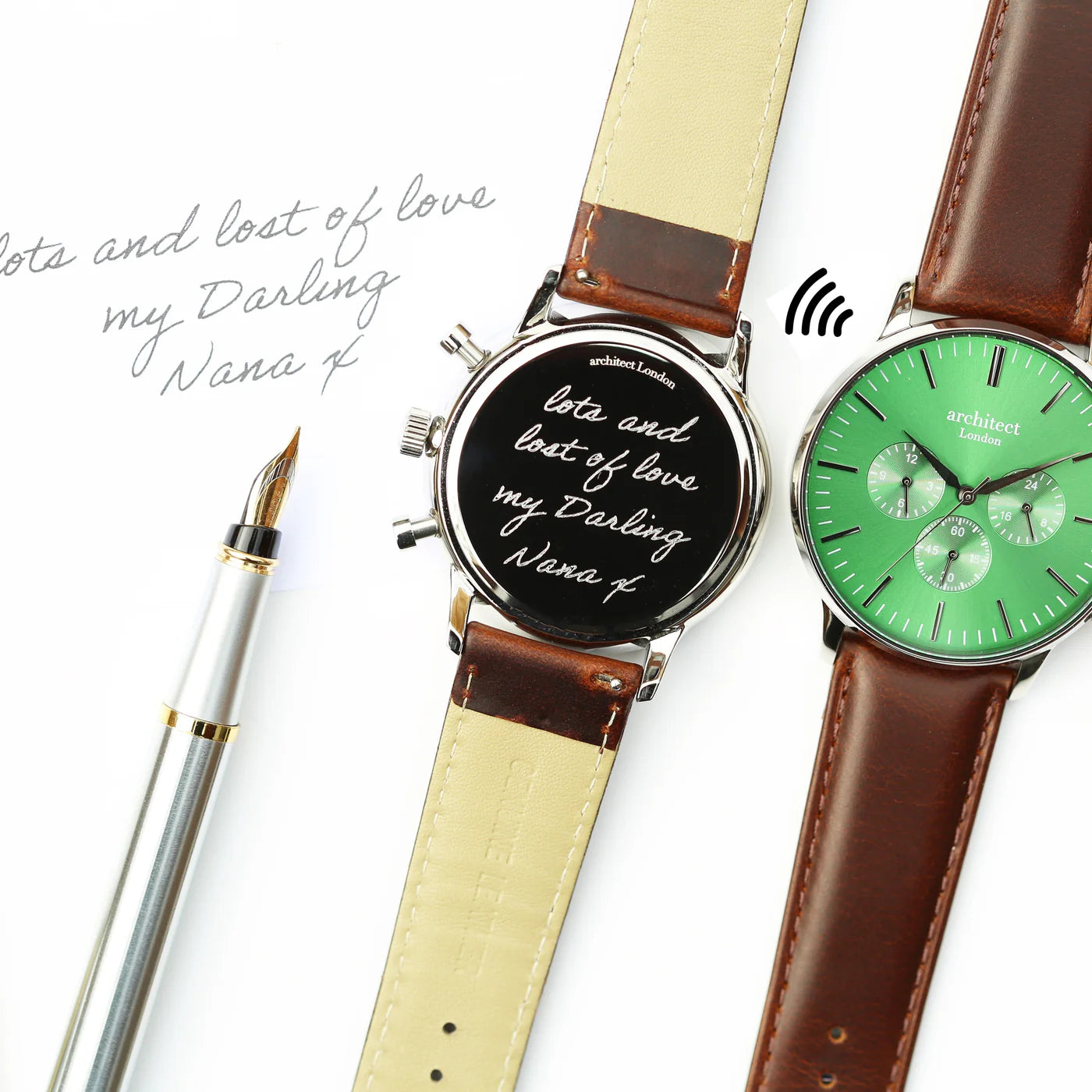 Men's Envy Green Motivator with Walnut Strap - Contactless Payment