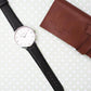 Mr Beaumont London White with Black Leather Strap