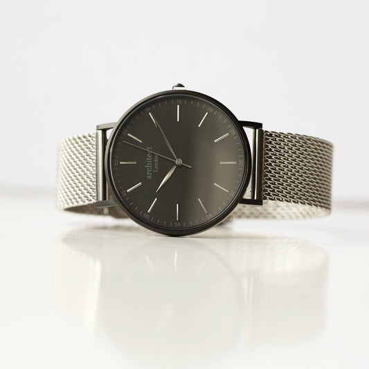 Men's Stainless Steel Watch with Silver Mesh Strap