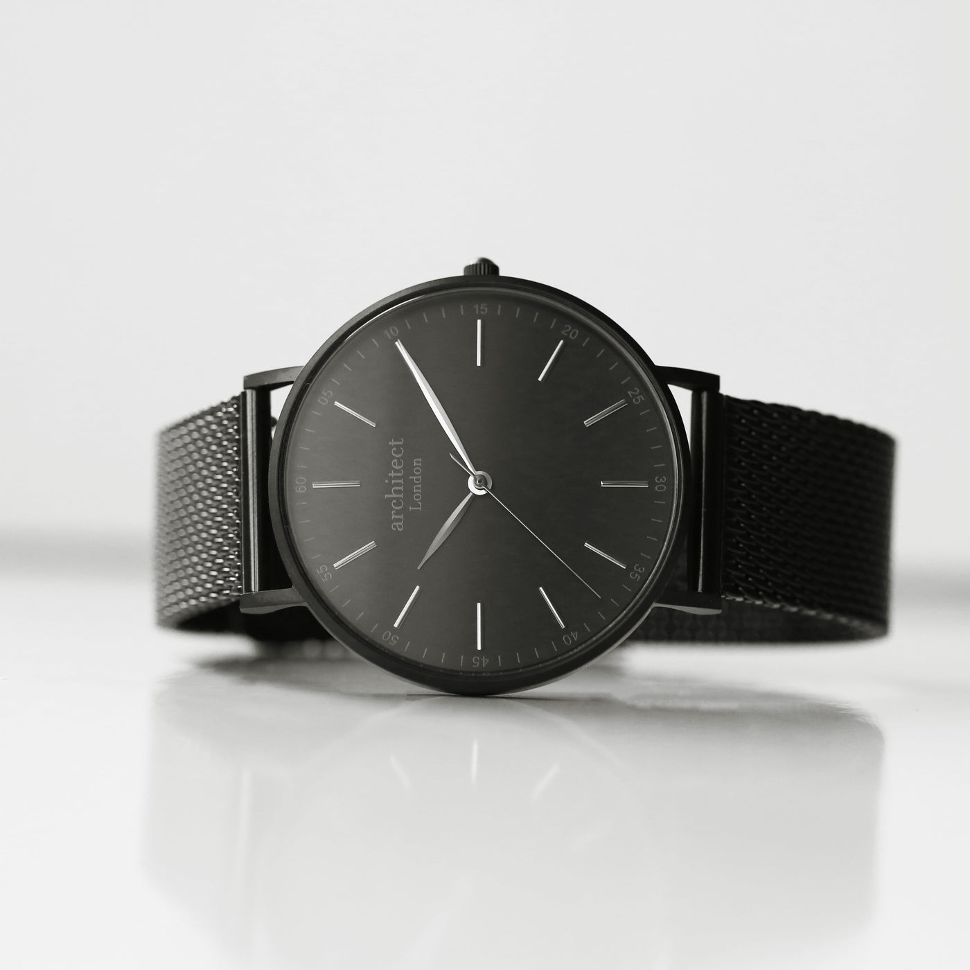 Men's Black Architect Wristwatch with Pitch Black Mesh Strap