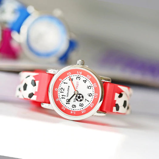 Kids Engraved 3D Football Watch - Red