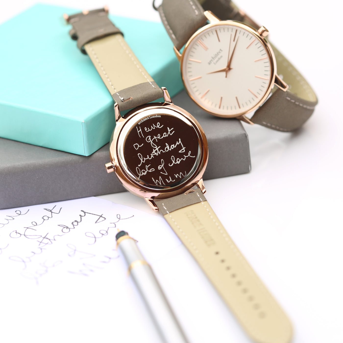 Women's Architēct Blanc Watch with Light Grey Genuine Leather Strap