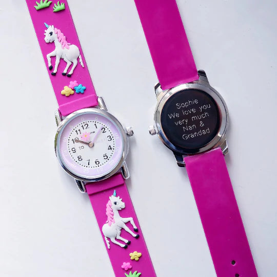 Kids Engraved 3D Unicorn Watch - Pink