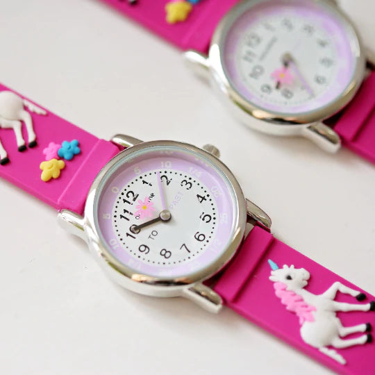 Kids Engraved 3D Unicorn Watch - Pink