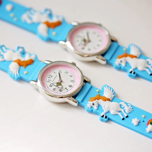 Kids Engraved 3D Unicorn Watch - Light Blue