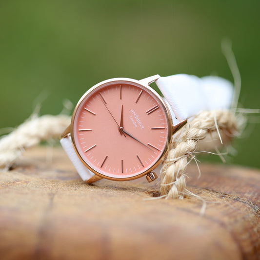 Women's Architēct Coral With White Leather Strap