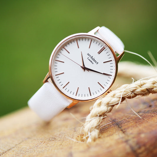 Women's Architēct Blanc Watch with White Leather Strap