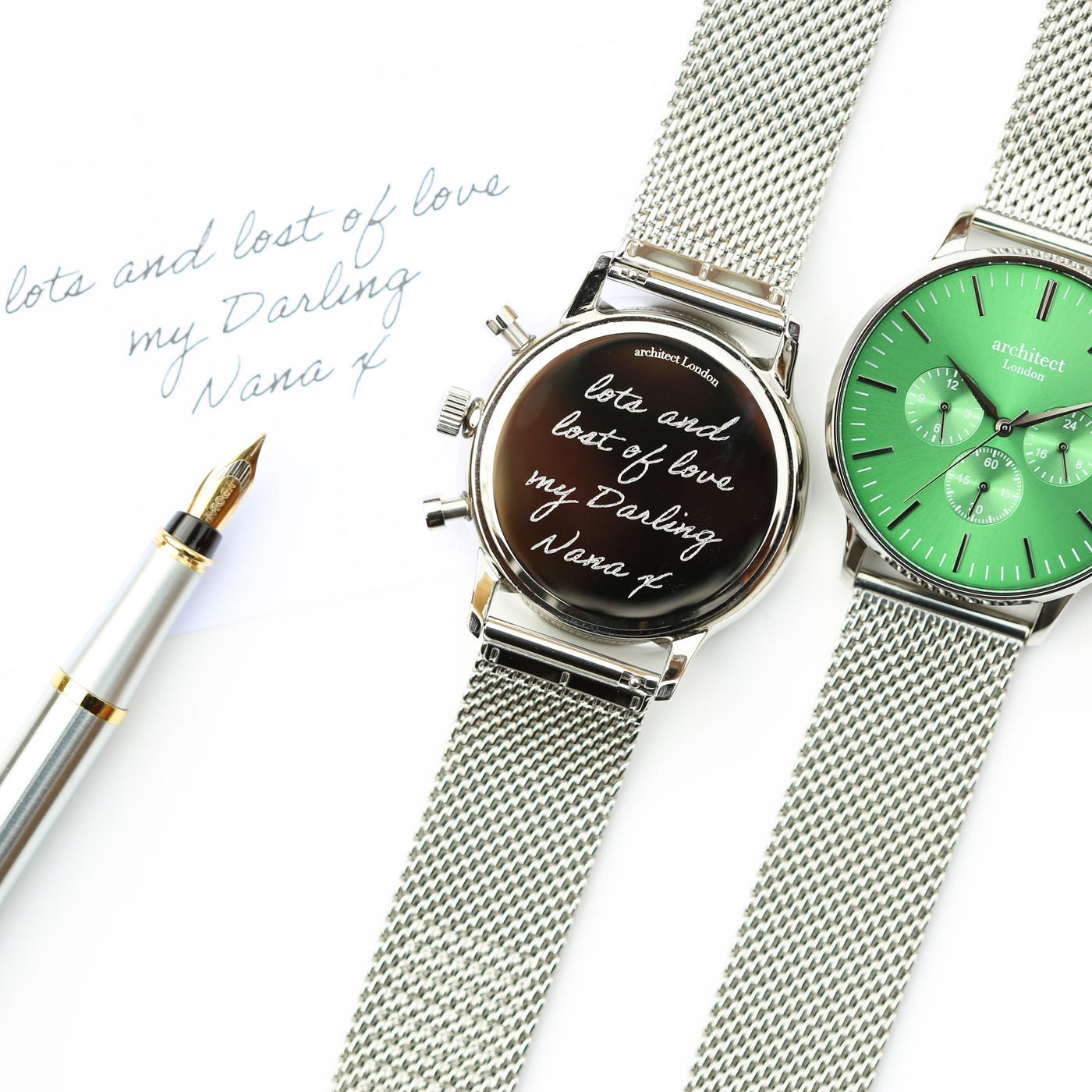 Men's Architect Motivator in Envy Green With Silver Mesh Strap