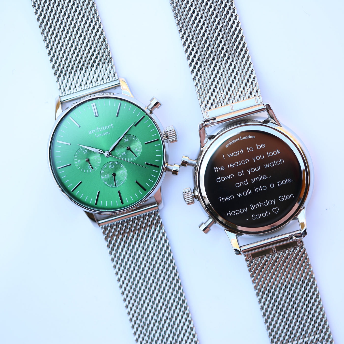 Men's Architect Motivator in Envy Green With Silver Mesh Strap