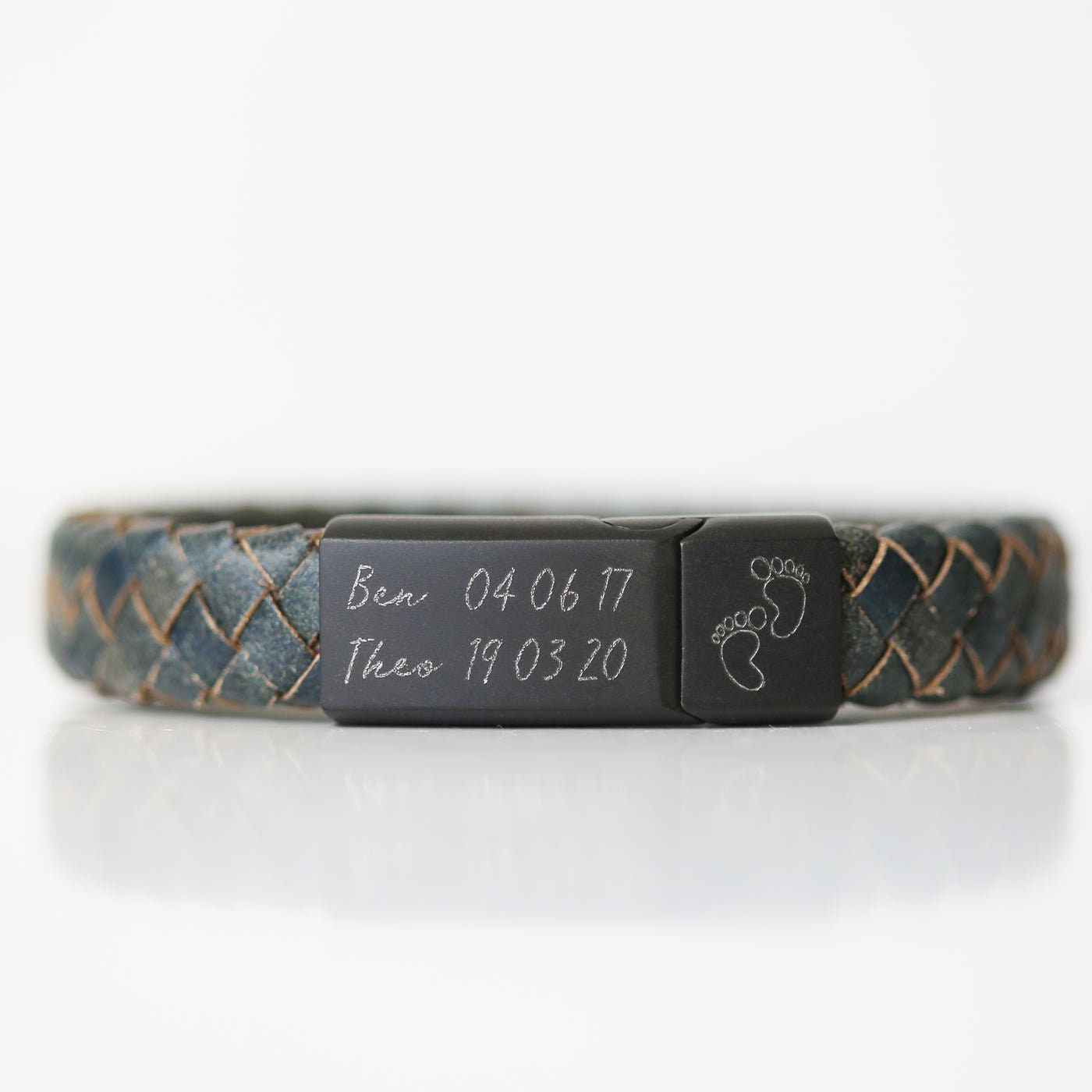 Engraved Antique Style Leather Bracelet