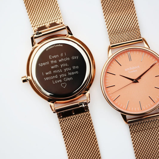 Women's Architēct Coral Watch with Rose Gold Mesh Strap