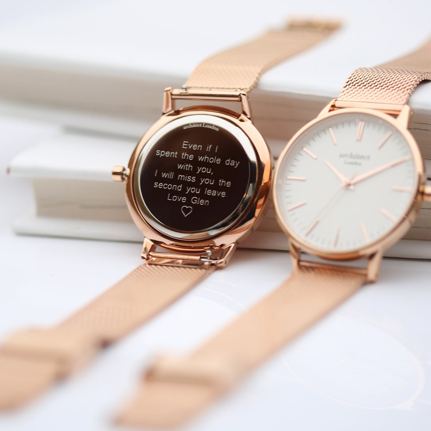 Women's Architēct Blanc Watch with Rose Gold Mesh Strap