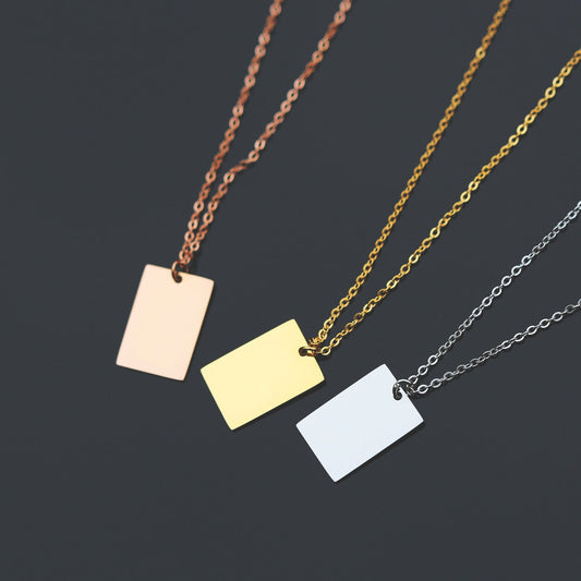 Rectangle Pendant Dazzle Necklace - Silver, Gold or Rose Gold