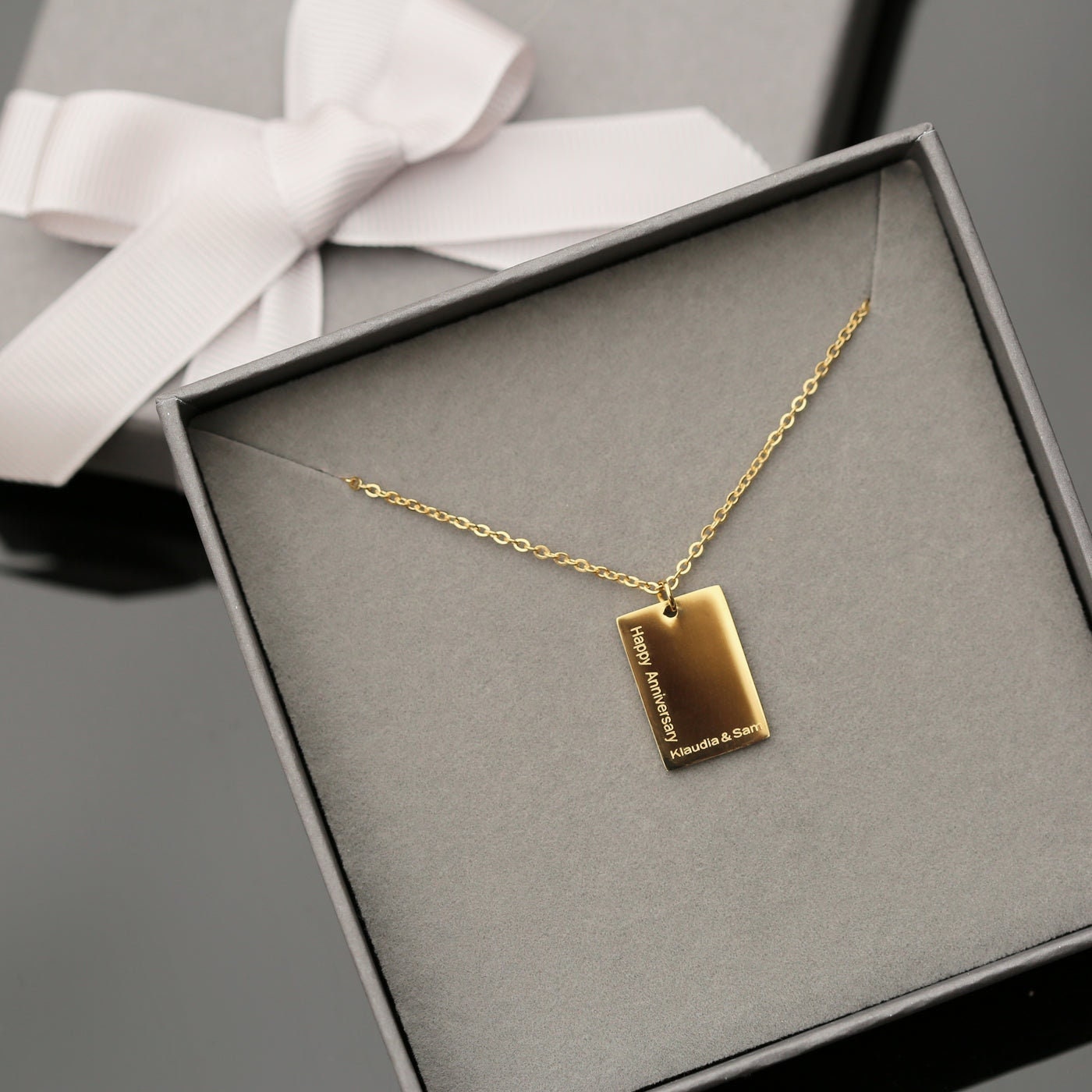 Rectangle Pendant Dazzle Necklace - Silver, Gold or Rose Gold