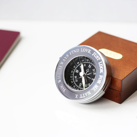 Personalised Compass with Engraved Mahogany Box