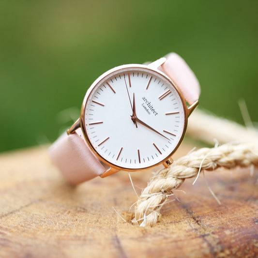 Women's Architēct Blanc Watch with Light Pink Genuine Leather Strap