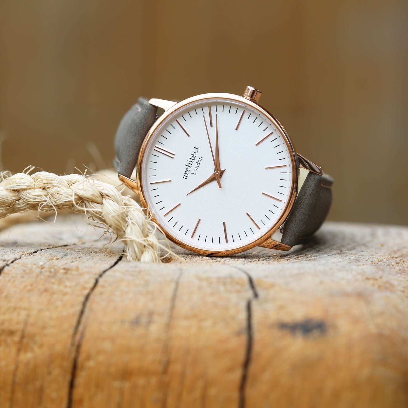 Women's Architēct Blanc Watch with Light Grey Genuine Leather Strap