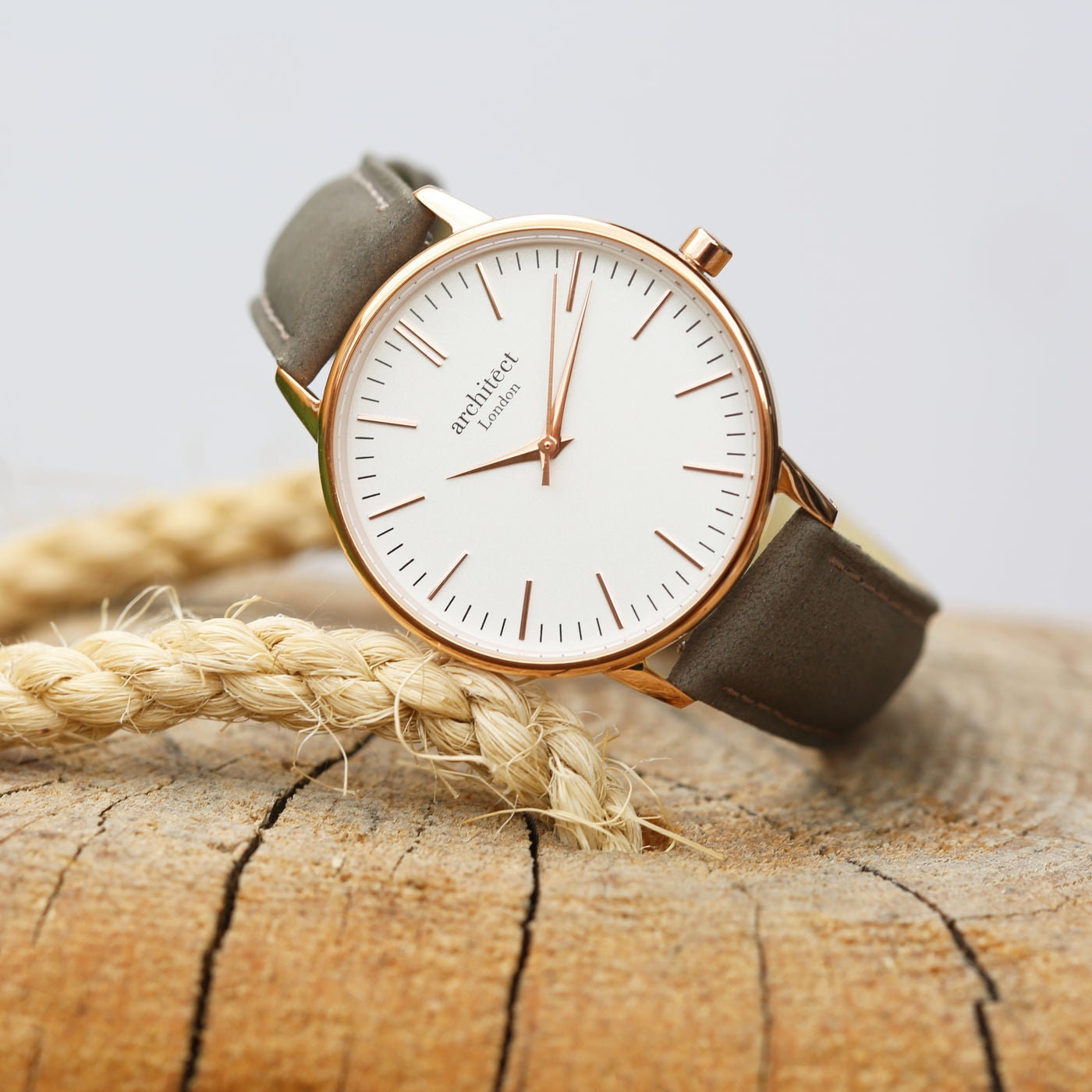 Women's Architēct Blanc Watch with Light Grey Genuine Leather Strap