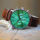 Men's Architect Motivator Wristwatch In Envy Green With Genuine Leather Walnut Strap