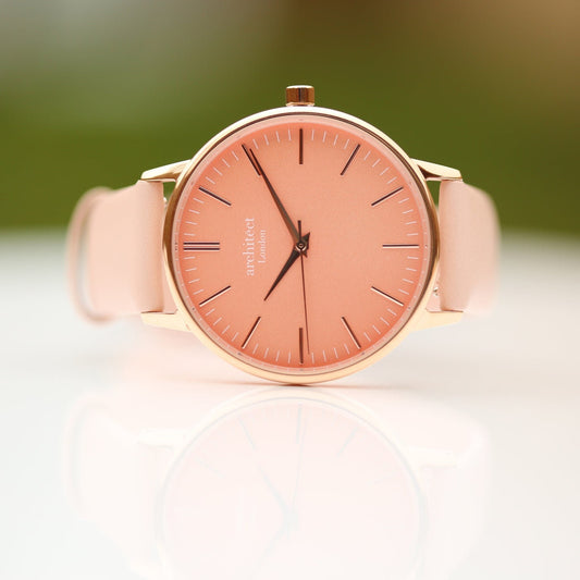 Women's Architēct Coral Watch with Light Pink Leather Strap