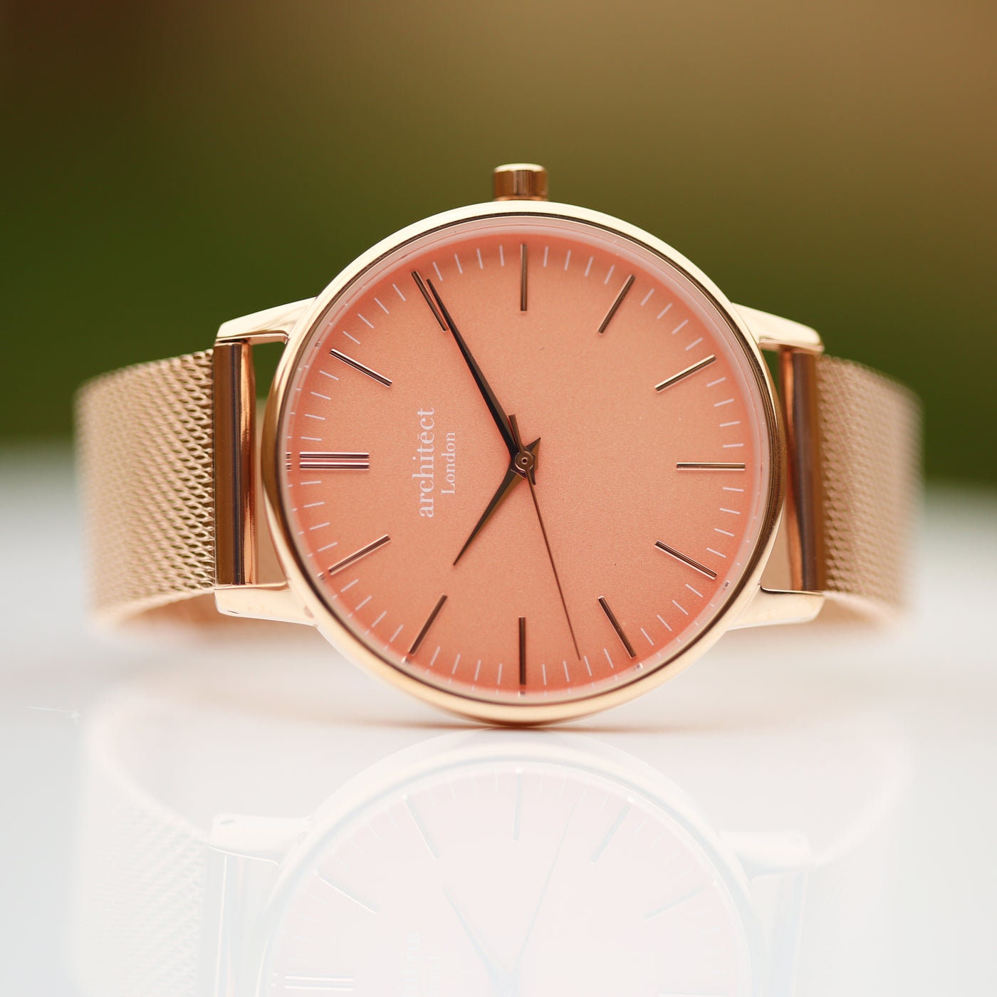 Women's Architēct Coral Watch with Rose Gold Mesh Strap