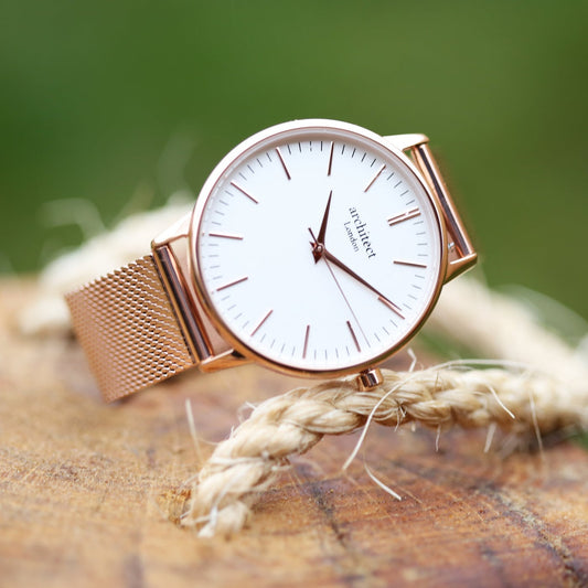 Women's Architēct Blanc Watch with Rose Gold Mesh Strap