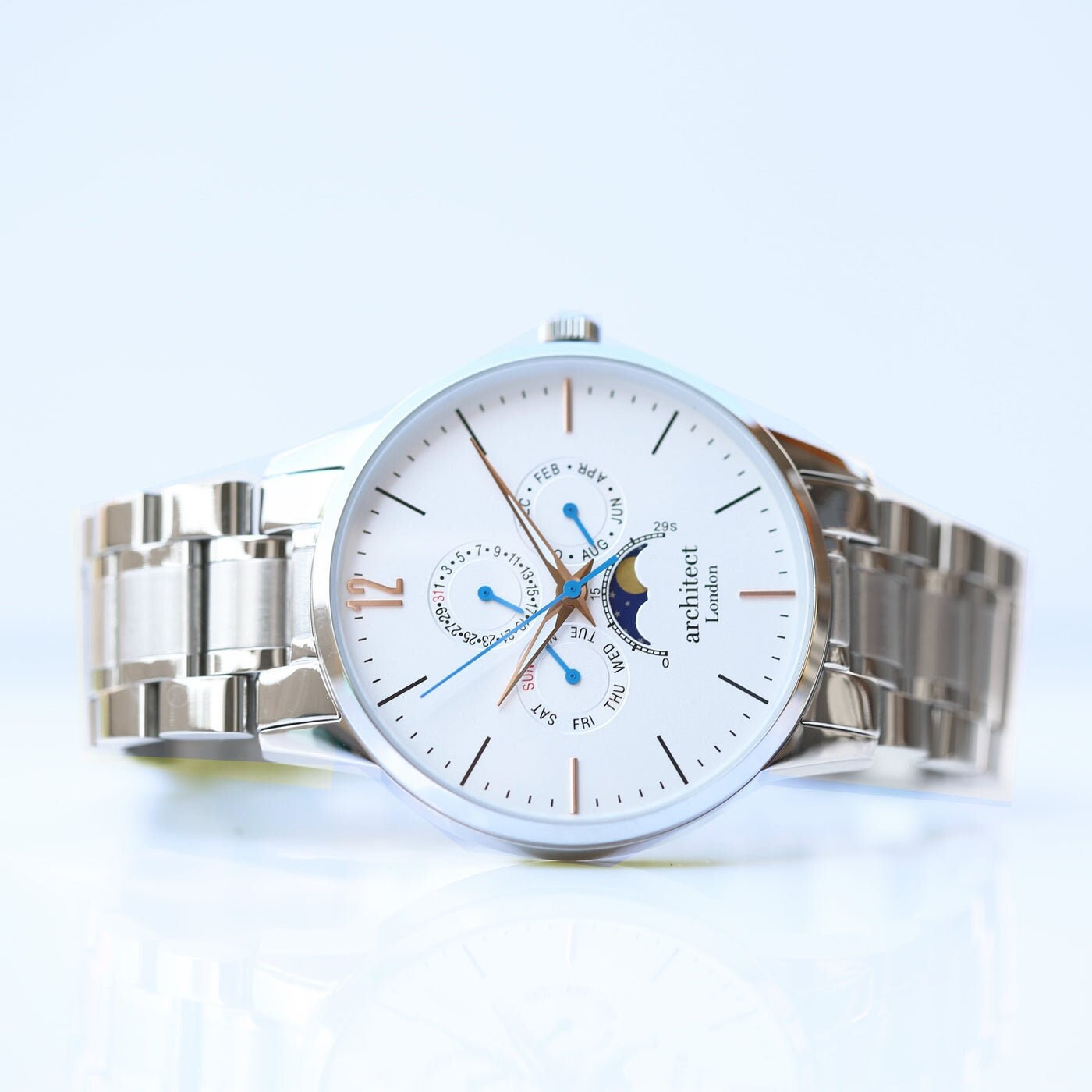 Men's Architect Apollo White Moonphase Watch