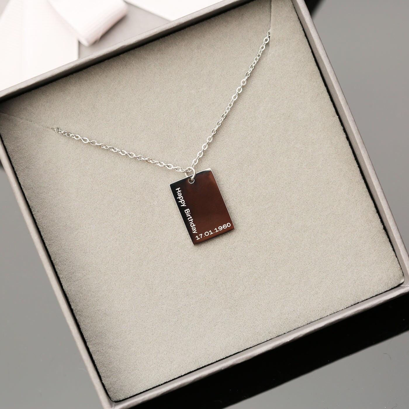 Rectangle Pendant Dazzle Necklace - Silver, Gold or Rose Gold