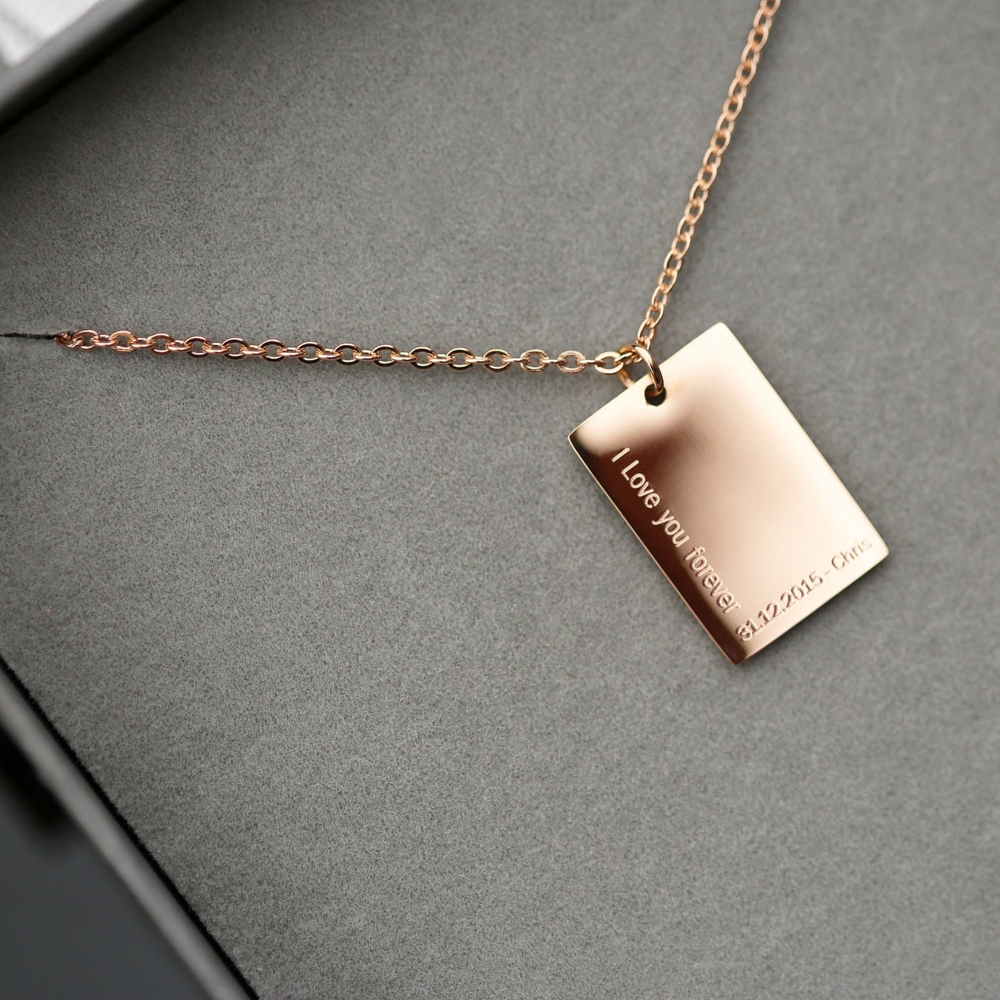 Rectangle Pendant Dazzle Necklace - Silver, Gold or Rose Gold