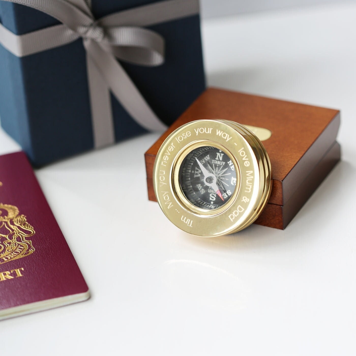 Personalised Compass with Engraved Mahogany Box