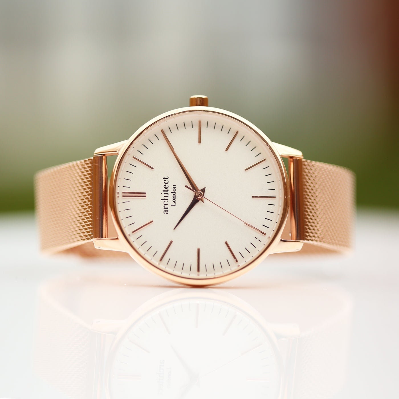 Women's Architēct Blanc Watch with Rose Gold Mesh Strap