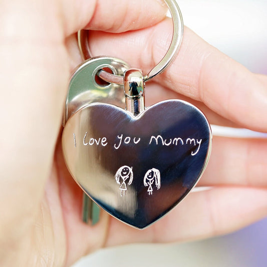 Hearts Forever Keyring With Handwriting Engraving