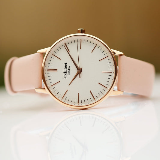 Women's Architēct Blanc Watch with Light Pink Genuine Leather Strap